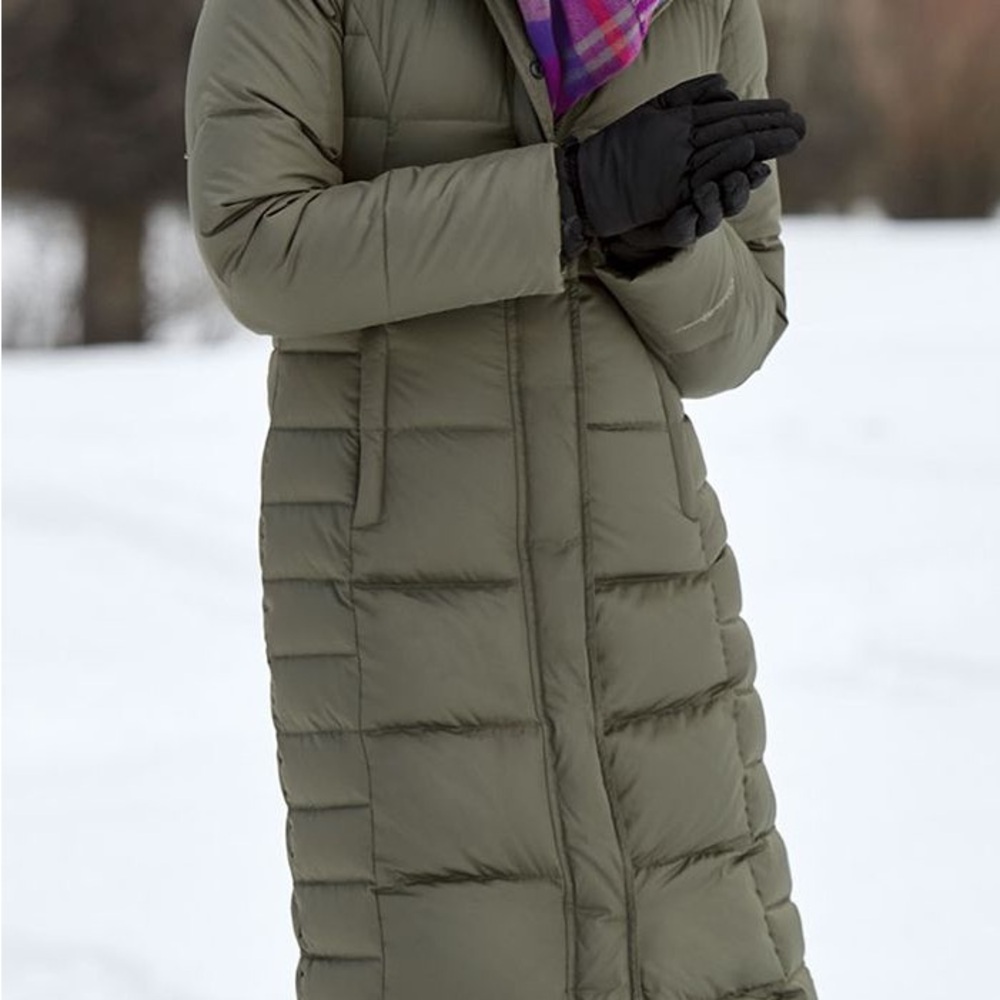 Eddie Bauer Olive Long Puffer Coat